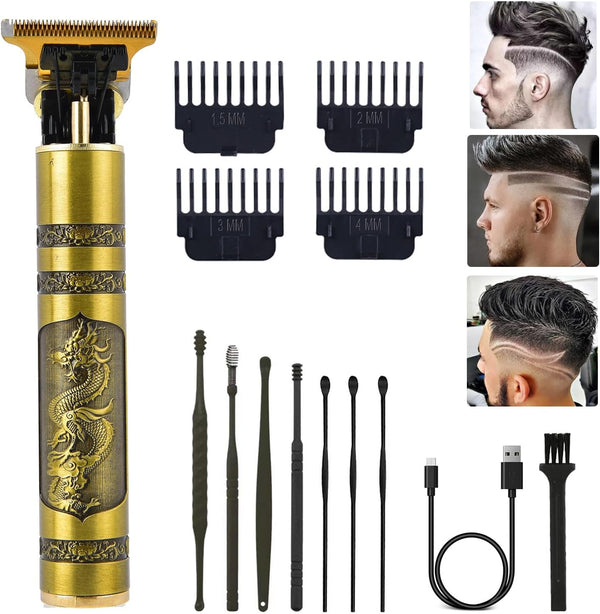 Professional Cordless Hair Trimmer, T-Blade Clippers for Men, Rechargeable Beard Trimmer with Guide Combs