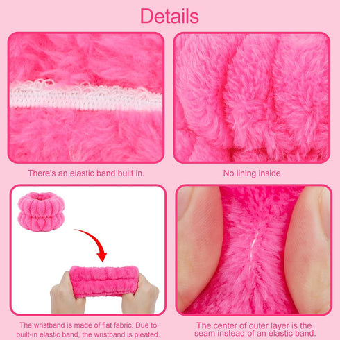 Wecoe Spa Headband and Wristband Set, Pink Rose Red, Cute Puffy Sponge Bubble Makeup Headband, Hair Claw Clips, Wrist