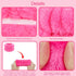 Wecoe Spa Headband and Wristband Set, Pink Rose Red, Cute Puffy Sponge Bubble Makeup Headband, Hair Claw Clips, Wrist
