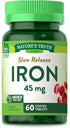 Iron Supplement 45 mg - 60 Count - Ferrous Sulfate - Non-GMO & Gluten Free Vitamin for Men and Women by Nature's Truth