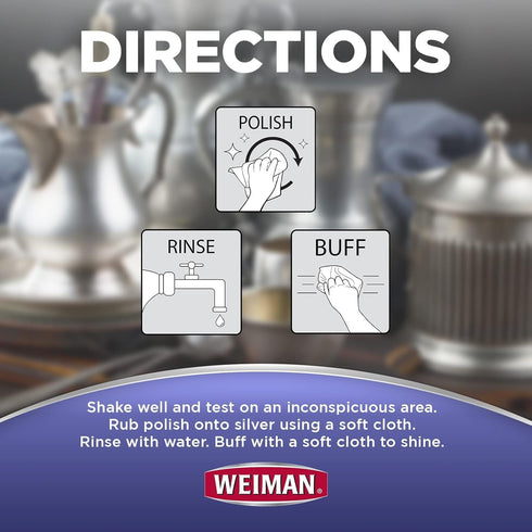 Weiman Silver Polish and Cleaner, 8 Ounce Pack of 2 for Clean Shine and Protective Tarnish Prevention