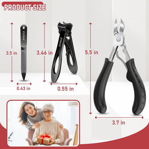 Nail Clippers for Men, Heavy Duty Toenail Clippers for Seniors with 15mm Wide Jaw Opening for Ingrown Nails