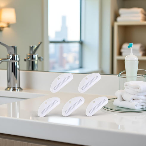 Mozff 5Pcs White Toothpaste Squeezer, Plastic Toothpaste Tube Squeezer Dispenser, Toothpaste Clips for Saving