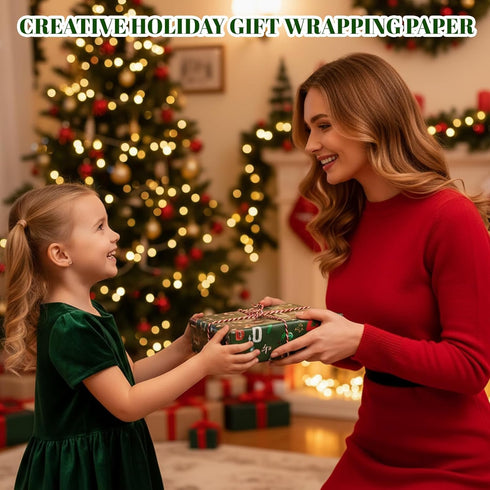 ZHLKHIOP 2 6 7 67 2 Pcs Christmas Wrapping Paper, Meme Christmas Gift Wrap, White and Green Holiday Wrapping Paper