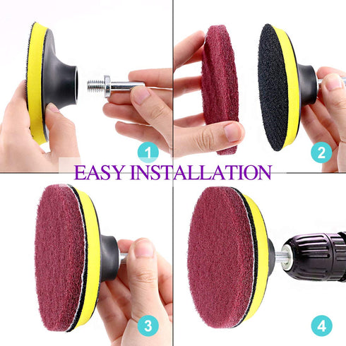 Swpeet 16Pcs 4Inch 3 1 Different Color Scrubbing Pads Drill Powered Brush Tile Scrubber Scouring Pads Cleaning Kit