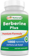 Best Naturals Berberine Plus 1000mg per Serving, Non-GMO, 60 Capsules with Vitamin C & Zinc Gluconate
