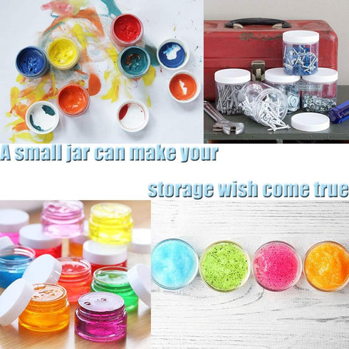 20 PCS 2oz Plastic Empty Jars with Lids (White), Wide-Mouth Refillable Storage Containers for Cosmetics, Candy, Beads,