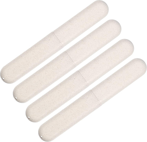 VOCOSTE 4pcs Traveling Toothbrush Holders Case, PP Toothbrush Case for Travel Business, Beige, 8.07''x1.22''x0.83''