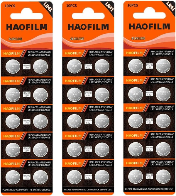 LR41 AG3 392 384 192 Premium Alkaline Battery, 1.5V Round Button Coin Cell Batteries (30 Pack)