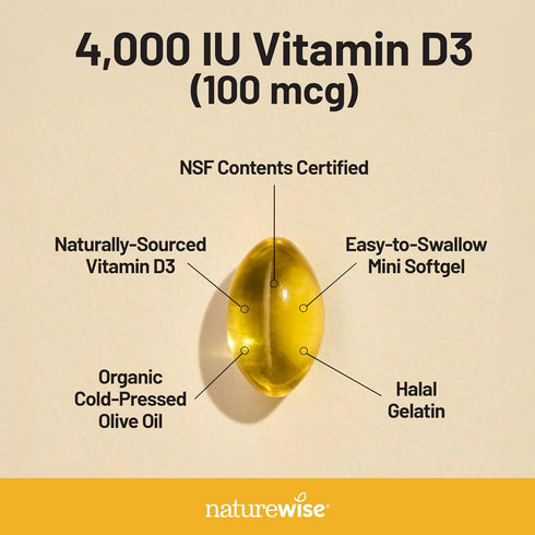 NatureWise Vitamin D3 4000iu (100 mcg) 1-Year Supply, 360 Count Mini Softgel for Immune Support