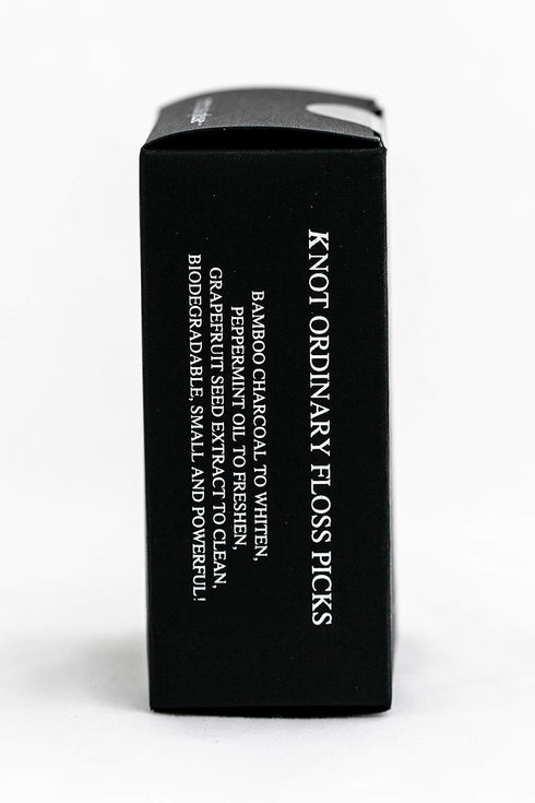 Knotty Floss Bamboo Activated Charcoal Floss Picks with Grapefruit Seed Extract - Eco-friendly 3 Pack