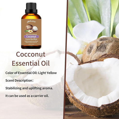 yethious Coconut Fragrance Oil 100ML, Coconut Essential Oil for Diffuser Candle Making Soap, Scented Oil for Car Freshies Soy Candles, Home Aromatherapy 3.38 Fl Oz for Festival/Vacation