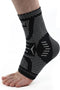 INDEEMAX Ankle Brace Compression Sleeve, Copper Infused Support for Sprained Ankle, Plantar Fasciitis, Sliver Black, M