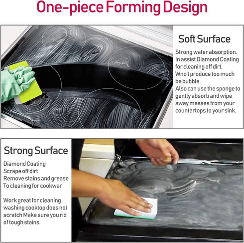 PULITO STATO Multi-Use Heavy Duty Color Scrub Sponge, Long Lasting Non-Scratch Cleaning, 3 Pack