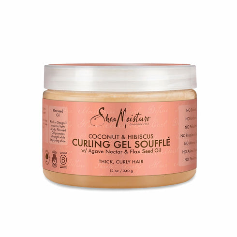 SheaMoisture Curling Gel Souffle - 12 oz for Thick, Curly Hair with Coconut & Hibiscus