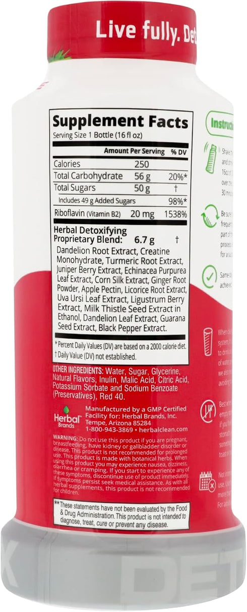 Herbal Clean QCarbo16 Premium Detox Drink, Tropical Flavor, 16 Fl Oz