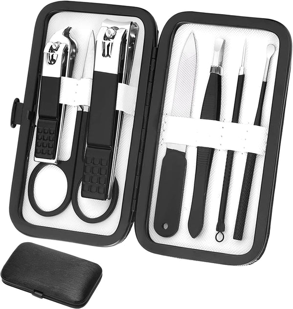 Professional Nail Clippers Set, Stainless Steel Travel Manicure Pedicure Kit with Case for Men Women