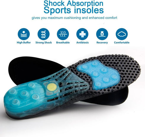 Cloud Soles for Men Women, Silica Gel Sport Shoe Insole, Medium 8.5-10, Shock Absorption, Plantar Fasciitis