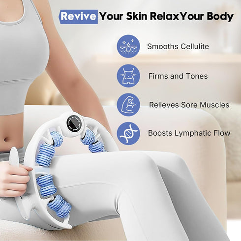 Ohlukies Anti-Cellulite Massage Roller with Detachable Handles | Lymphatic Drainage Massager & Fascia Blaster for Legs