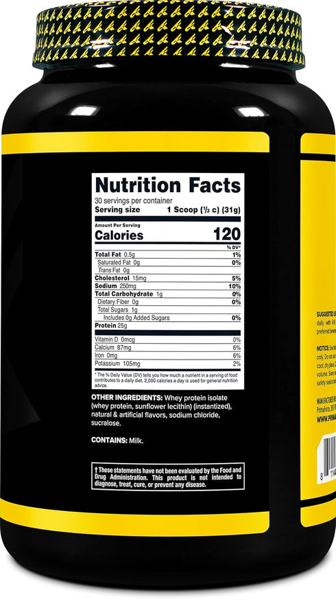 Primaforce Whey Protein Isolate Powder, Vanilla, 2 lbs, Non-GMO, Gluten Free