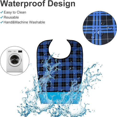 VOPHIA Washable Adult Bibs for Women - Reusable Waterproof Clothing Protector with Crumb Catcher Option