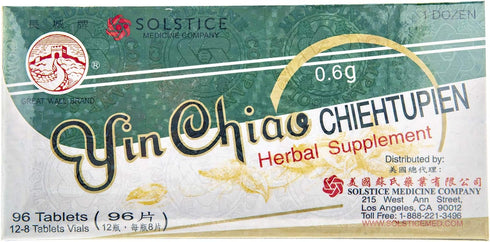 YIN CHIAO CHIEH TU PIEN Herbal Supplement for Respiratory Support, 1 Box, 96 Tablets
