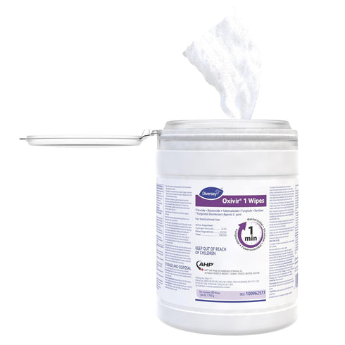 Diversey Oxivir 1 100962573 Disinfectant Wipes, 60 Large Wipes, Virucidal, Bactericidal, 1-Canister