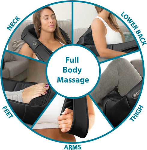 InvoSpa Shiatsu Massager with Heat - Deep Tissue Kneading Pillow for Neck, Shoulders, and Back - Electric Full Body