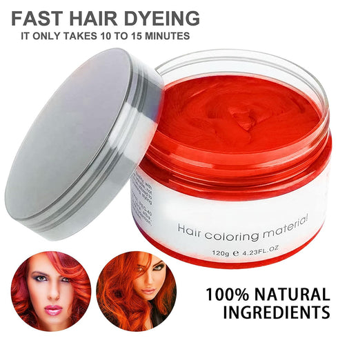 Kids Temporary Hair Color Wax - Natural Hair Strong Style Gel for Party, Cosplay, Masquerade (Red)