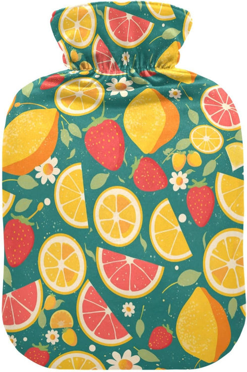 SyXIOP Summer Fresh Fruits Blue Water Bottle for hot Water with Soft Cover,