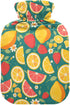 SyXIOP Summer Fresh Fruits Blue Water Bottle for hot Water with Soft Cover,