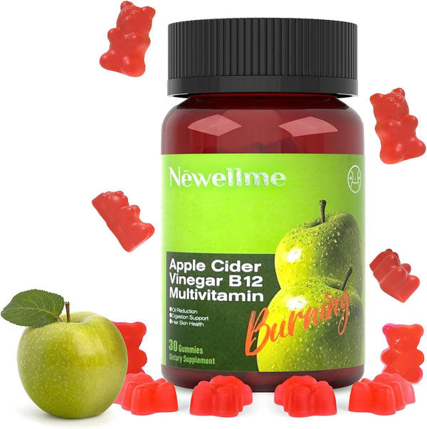 Montue Newellme Apple Cider Vinegar Gummies - B12 Multivitamin -Gomas de Vinagre