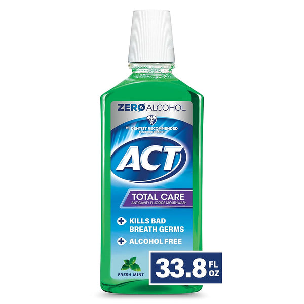 ACT Total Care Zero Alcohol Anticavity Fluoride Mouthwash - 33.8 fl. oz. Fresh Mint