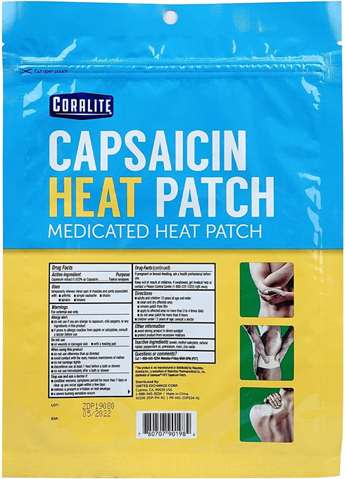 Coralite Capsaicin Heat Medicated Relief Patch, 2 Patches Per Pack (24 Patches)