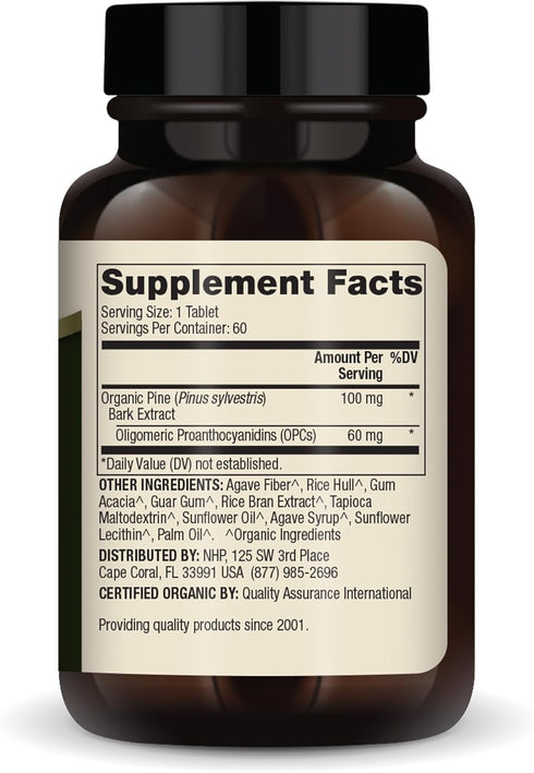 Dr. Mercola Organic Pine Bark Extract, 30 Servings (60 Tablets), Dietary Supplement with OPCs, Antioxidant Support,
