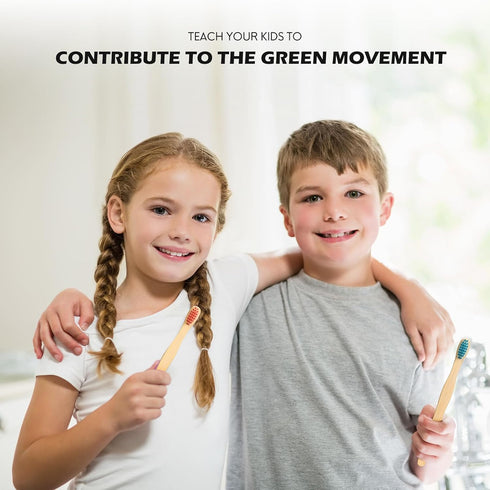 Pack 4 Isshah Kids Bamboo Toothbrushes Biodegradable Handle BPA Free Eco Friendly Children Size