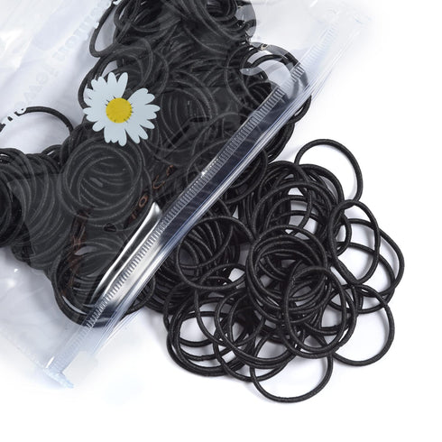 Youxuan Small Hair Elastics, Soft Comfy Rubber Bands, 100 PCS Hair Ties, Black for Girls