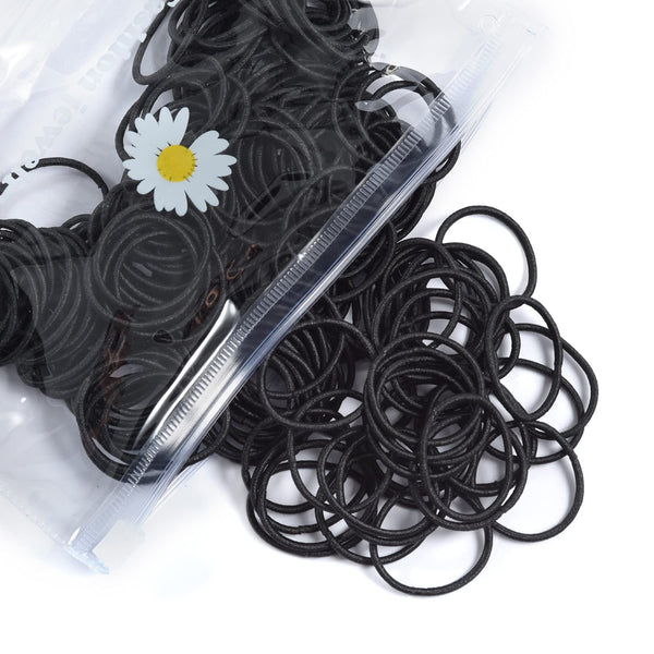 Youxuan Small Hair Elastics, Soft Comfy Rubber Bands, 100 PCS Hair Ties, Black for Girls