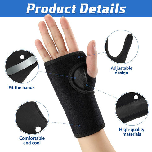 2 Pieces Carpal Tunnel Wrist Braces for Night Sleep Support, Wrist Splint Stabilizer for Carpal Tunnel Relief (Black)