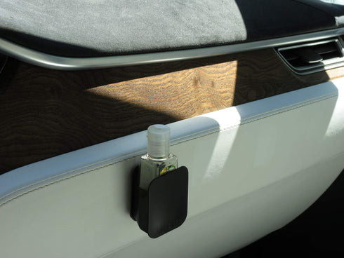 Podshedz Hand Sanitizer Holder attaches to Cell Phone, Car Dashboards and Other Surfaces, Compatible with Bath & Body