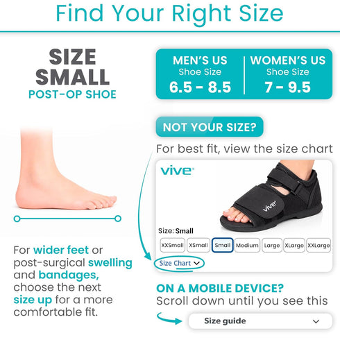 Vive Rounded Post Op Shoe for Injured Foot - Orthopedic Recovery Shoes for Women, Men - Lightweight, Adjustable Medical