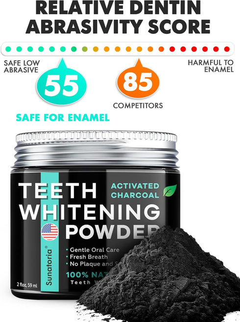 Teeth Whitening Powder, 5 in 1 Remineralizing Tooth Powder for Whitening, Charcoal Toothpaste Alternative