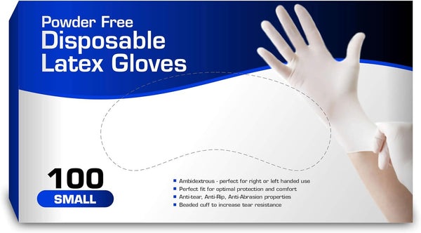 Chef's Star Disposable Powder Free Latex Gloves, Small, White