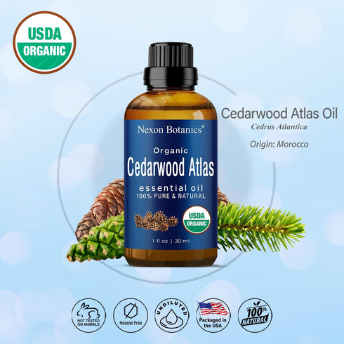Organic Cedarwood Essential Oil, 30 ml, Pure Natural Oils for Aromatherapy, Diffusers, DIY Candle Making