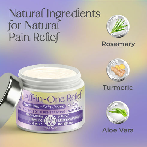 PURPLE CANYON All in One Magnesium Pain Cream Natural Pain Relief Cream with Arnica, MSM & Capsaicin for Muscle & Joint