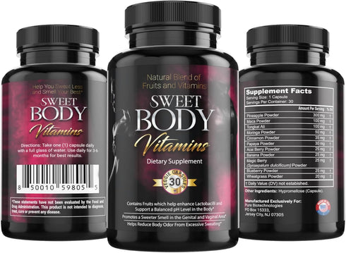 Xtra Body SweetBody Vitamins - Eliminates Body Odor and Reduces Sweating by Promoting a
