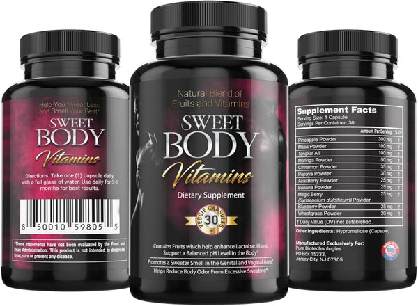 Xtra Body SweetBody Vitamins - Eliminates Body Odor and Reduces Sweating by Promoting a