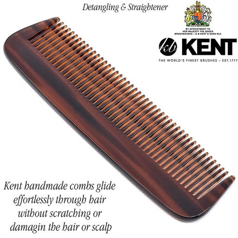 Kent 12T Wide Tooth Comb, Handmade Detangling Comb for Thick Curly Wavy Hair, Grooming Tool for Hair and Beard