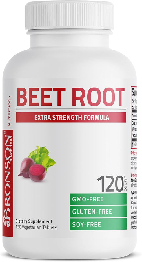 Bronson Beet Root Extra Strength (equivalent to 2000mg beet root per serving from 500mg 4:1 extract), Non-GMO, 120