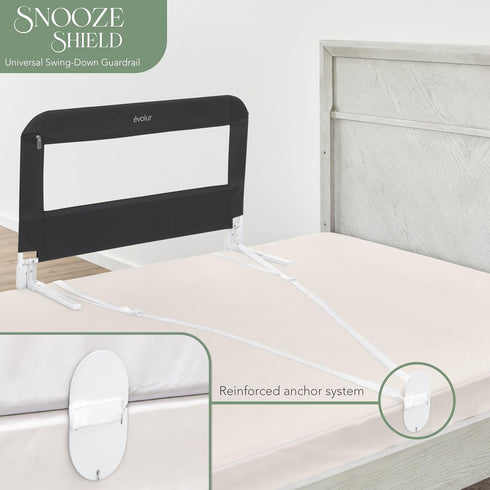 Snooze Evolur Shield Universal Swing-Down Guardrail in Black